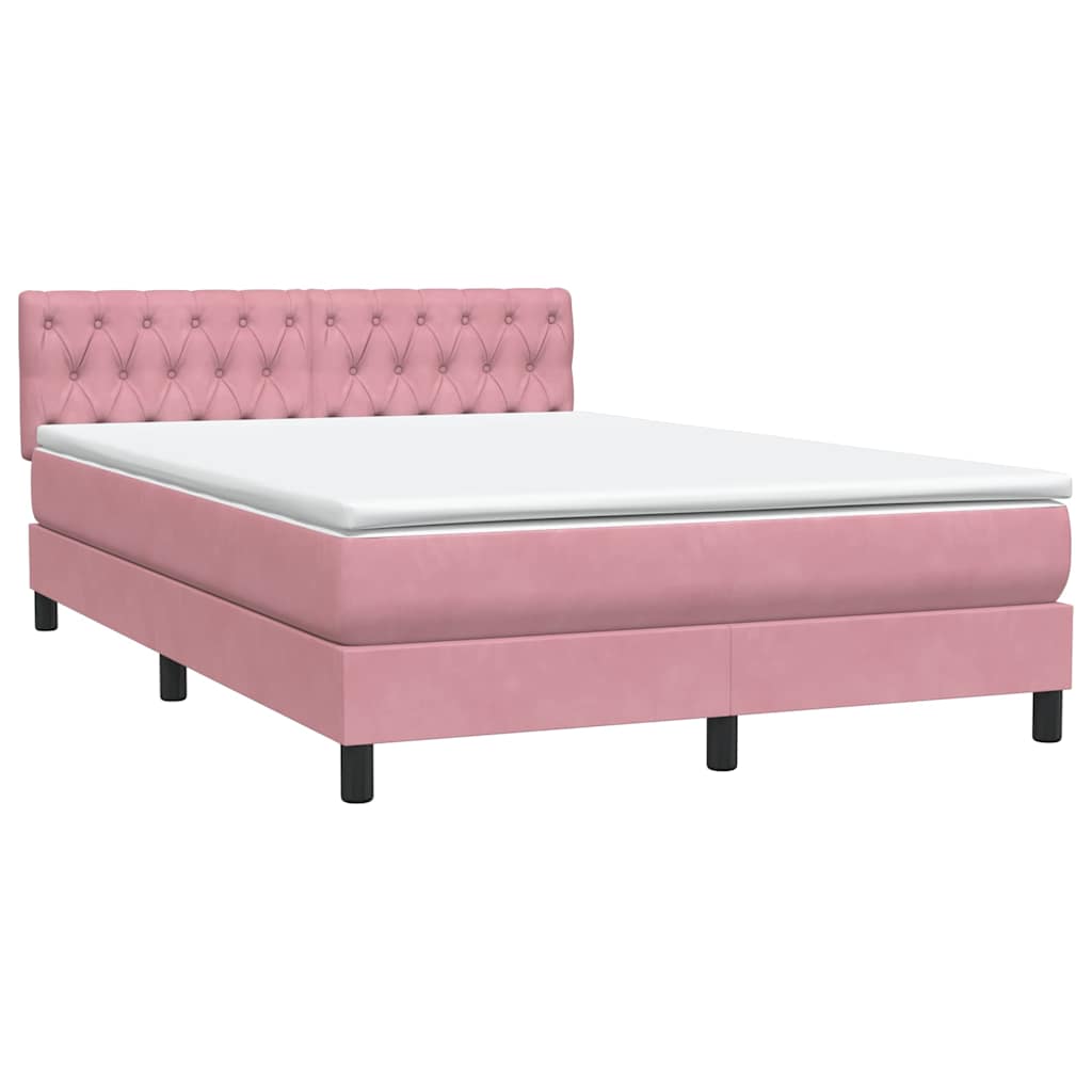 vidaXL Boxspringbett mit Matratze Rosa 160x210 cm Samt