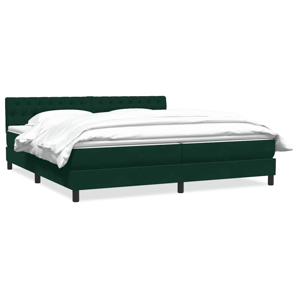 vidaXL Boxspringbett mit Matratze Dunkelgrün 180x210 cm Samt