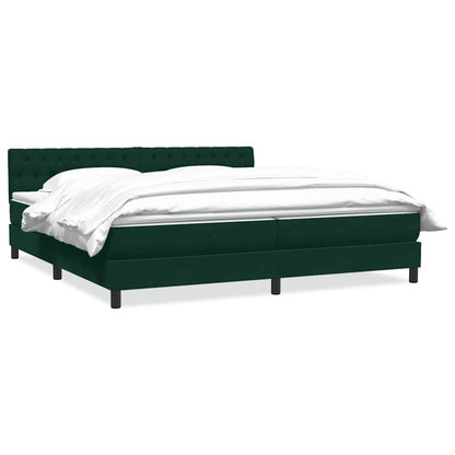 vidaXL Boxspringbett mit Matratze Dunkelgrün 180x210 cm Samt