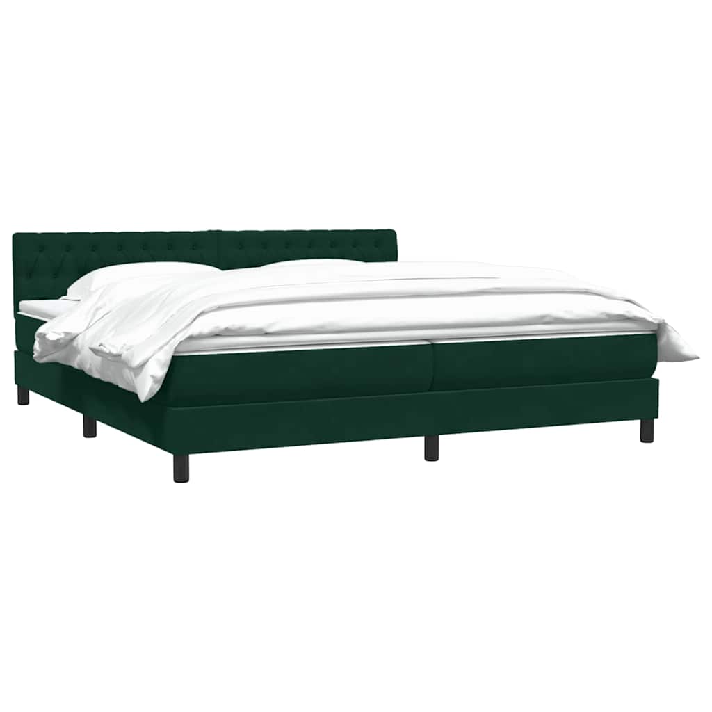 vidaXL Boxspringbett mit Matratze Dunkelgrün 180x210 cm Samt