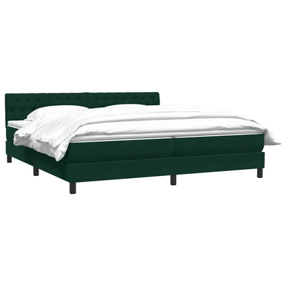 vidaXL Boxspringbett mit Matratze Dunkelgrün 180x210 cm Samt