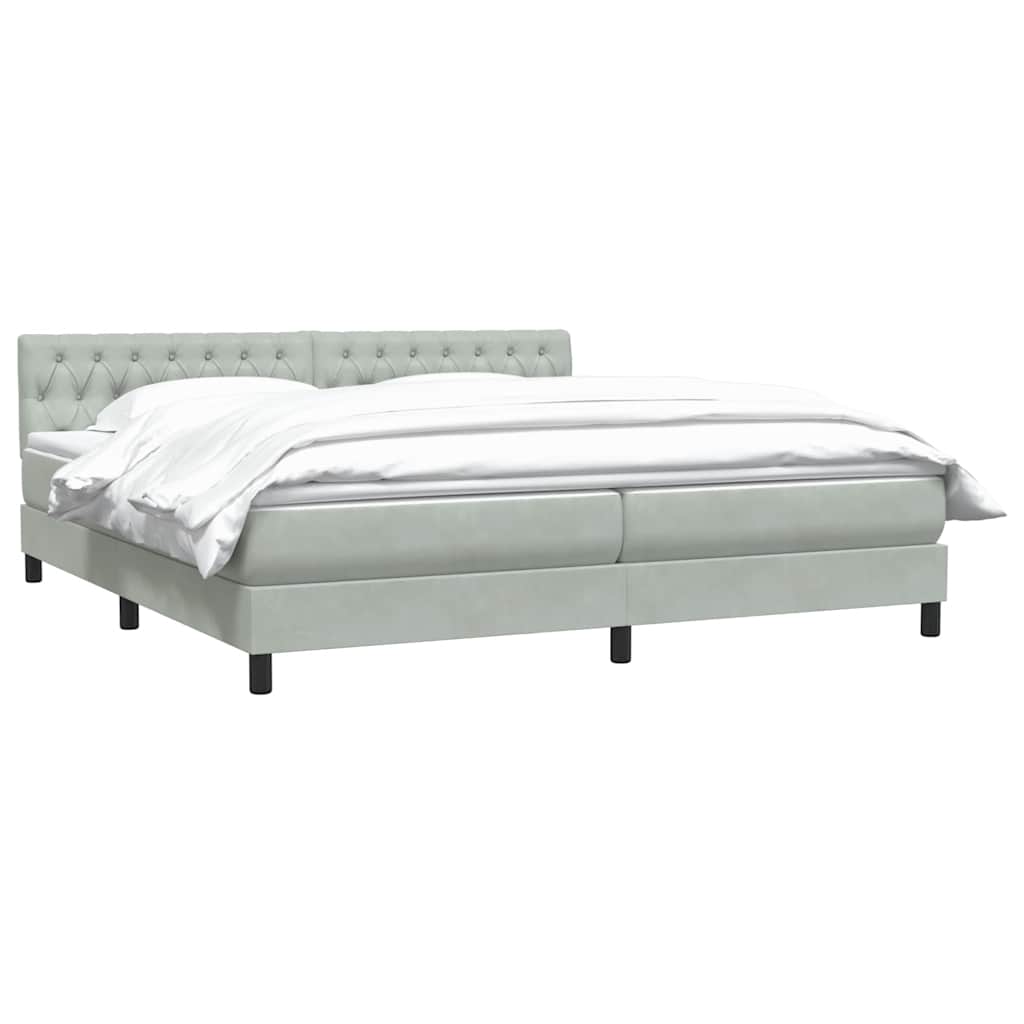 vidaXL Boxspringbett mit Matratze Hellgrau 200x210 cm Samt