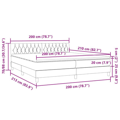 vidaXL Boxspringbett mit Matratze Hellgrau 200x210 cm Samt