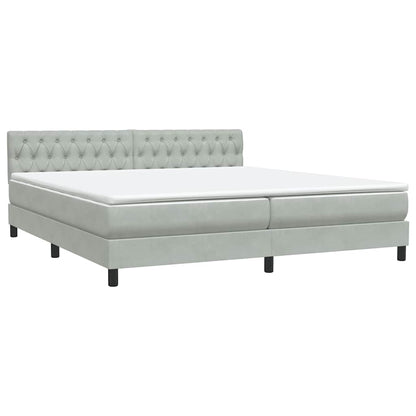 vidaXL Boxspringbett mit Matratze Hellgrau 200x210 cm Samt