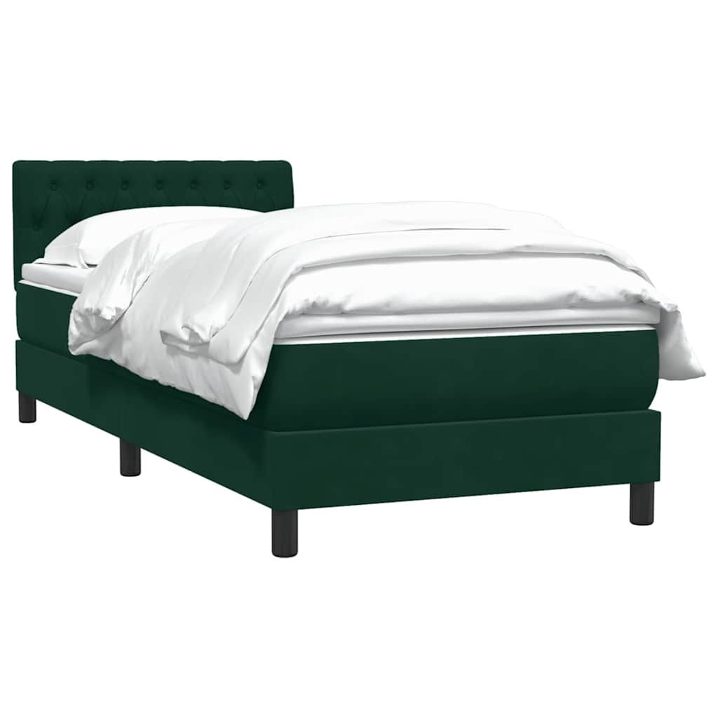 vidaXL Boxspringbett mit Matratze Dunkelgrün 80x220 cm Samt