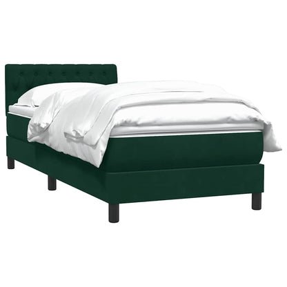 vidaXL Boxspringbett mit Matratze Dunkelgrün 80x220 cm Samt