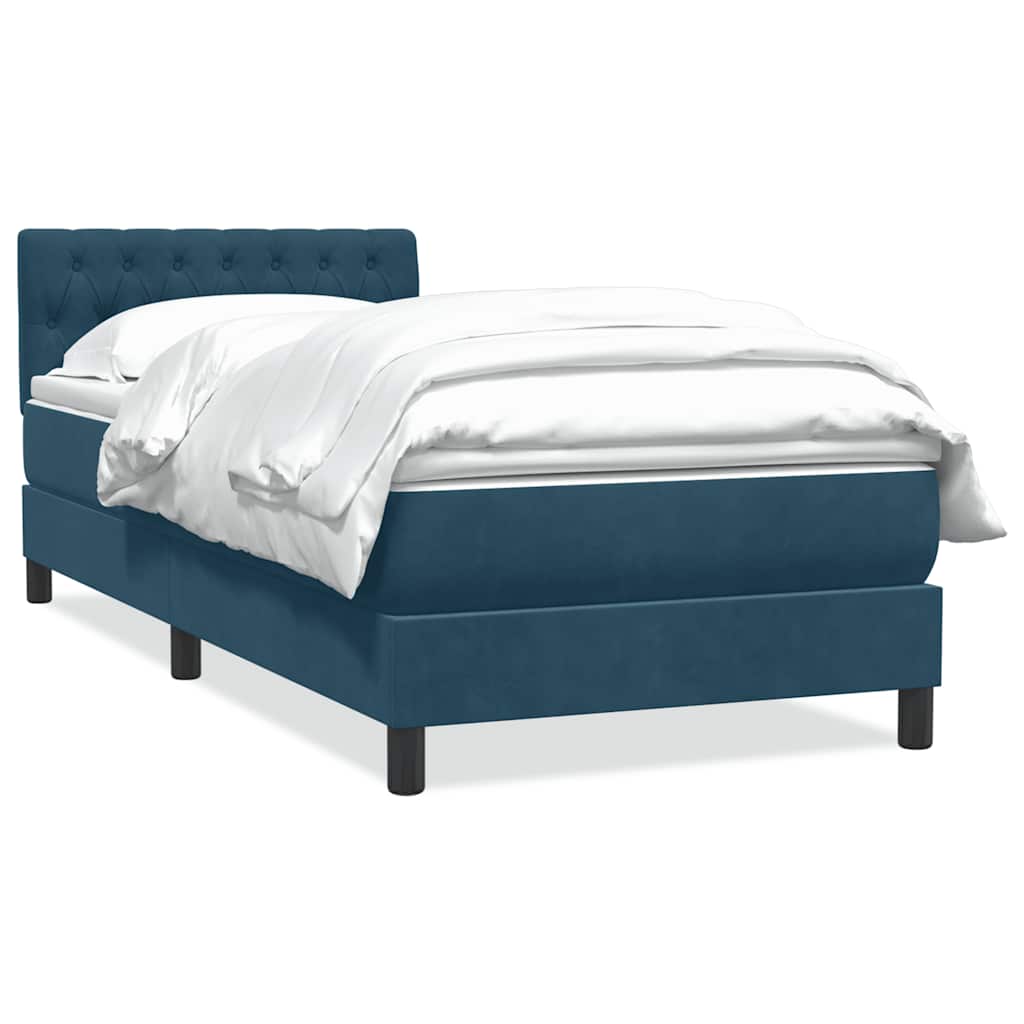 vidaXL Boxspringbett mit Matratze Dunkelblau 80x220 cm Samt