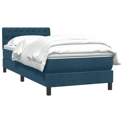 vidaXL Boxspringbett mit Matratze Dunkelblau 80x220 cm Samt