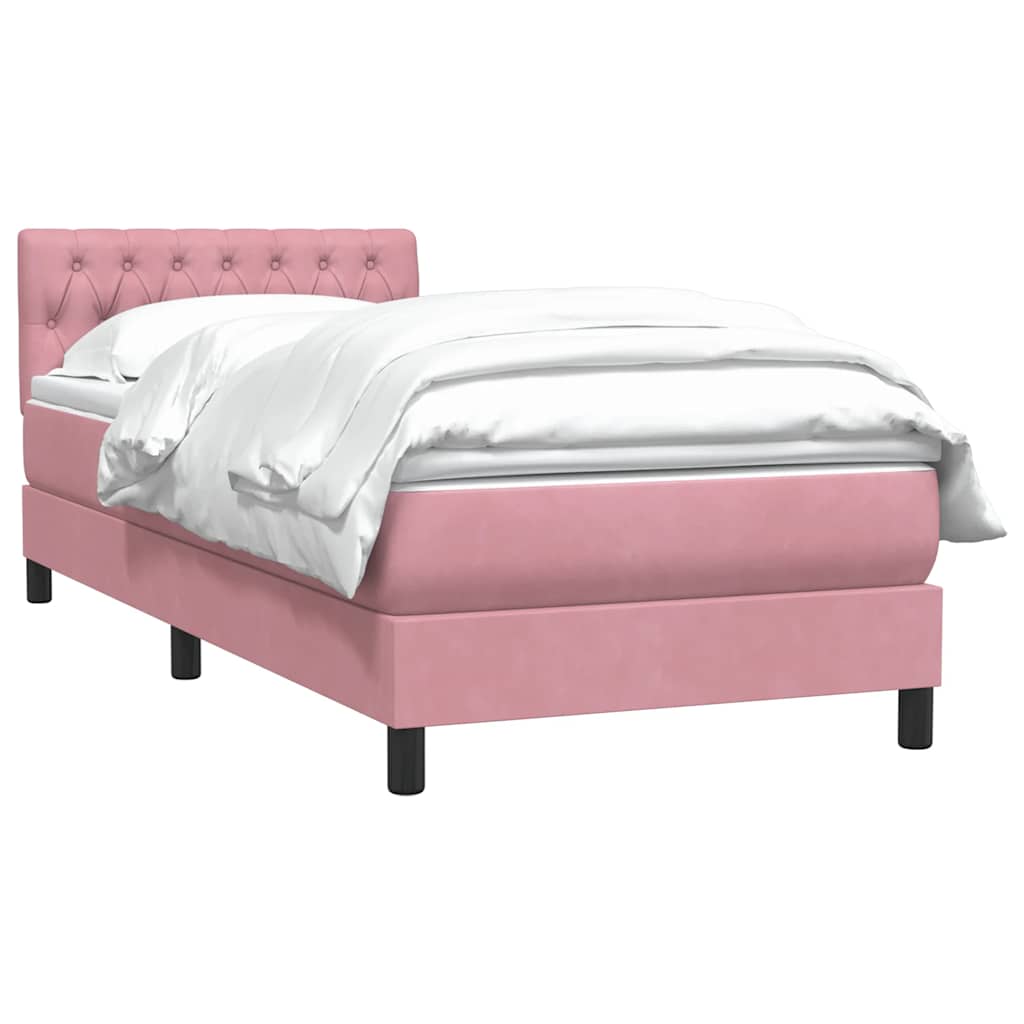 vidaXL Boxspringbett mit Matratze Rosa 80x220 cm Samt