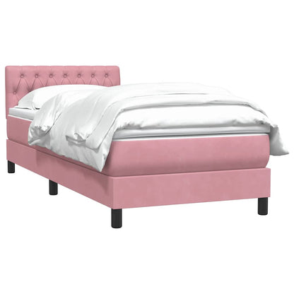 vidaXL Boxspringbett mit Matratze Rosa 80x220 cm Samt
