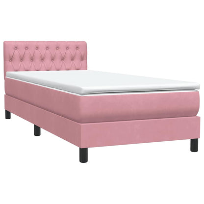 vidaXL Boxspringbett mit Matratze Rosa 80x220 cm Samt