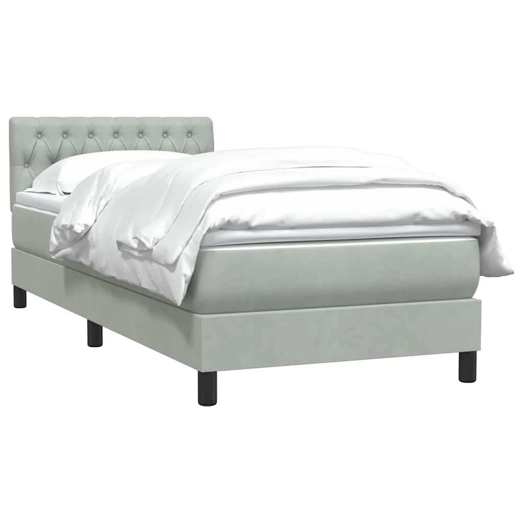 vidaXL Boxspringbett mit Matratze Hellgrau 90x220 cm Samt