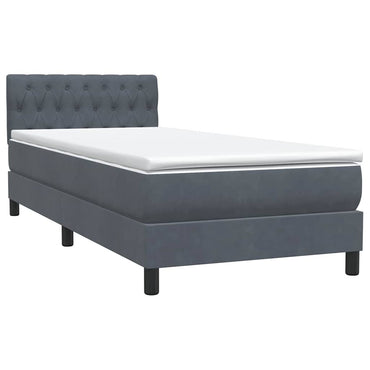 vidaXL Boxspringbett mit Matratze Dunkelgrau 90x220 cm Samt