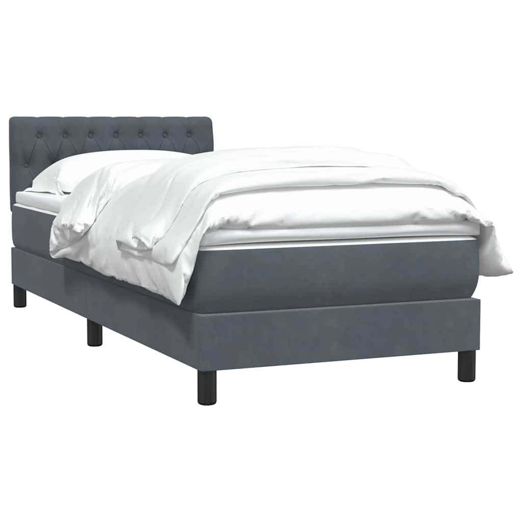 vidaXL Boxspringbett mit Matratze Dunkelgrau 90x220 cm Samt