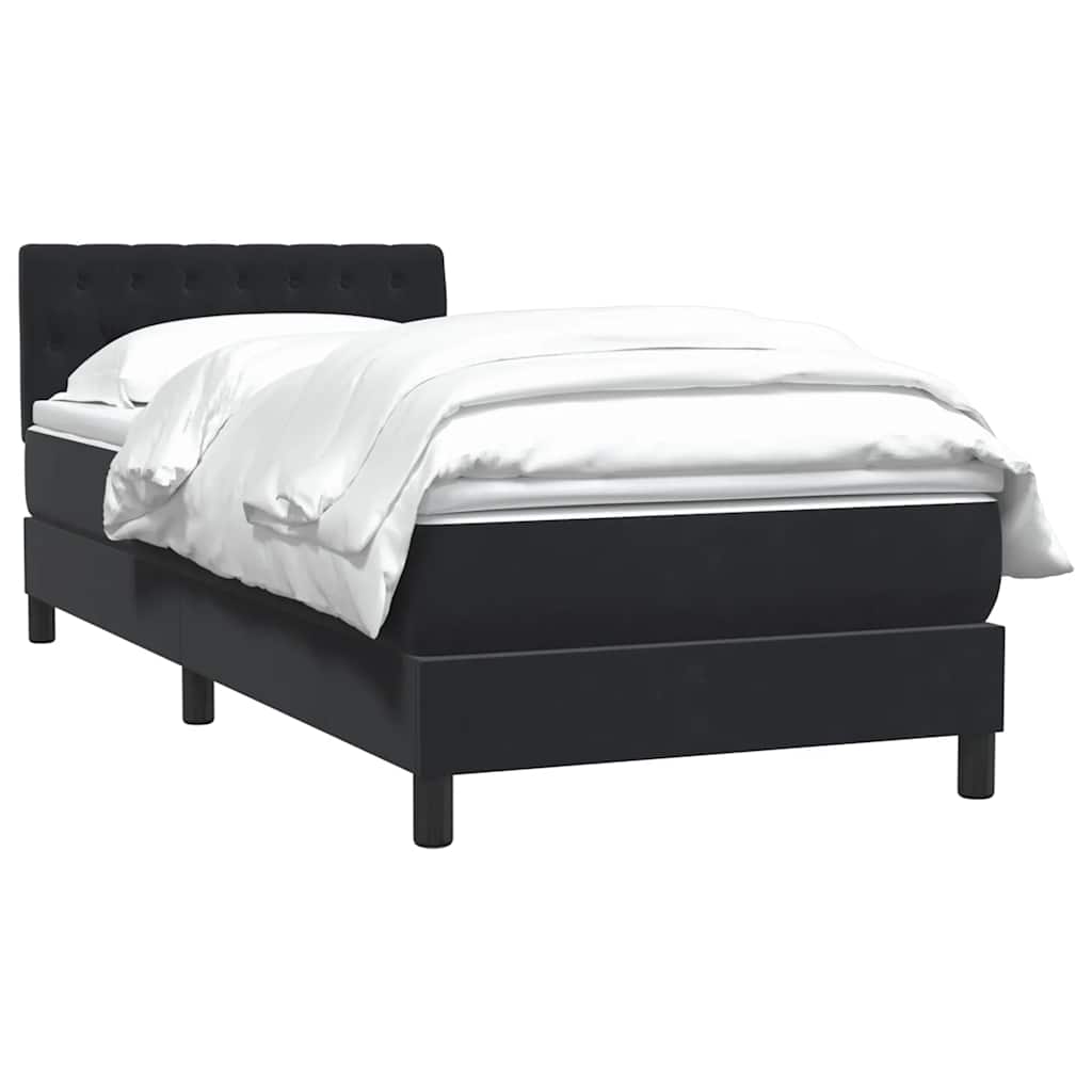 vidaXL Boxspringbett mit Matratze Schwarz 90x220 cm Samt