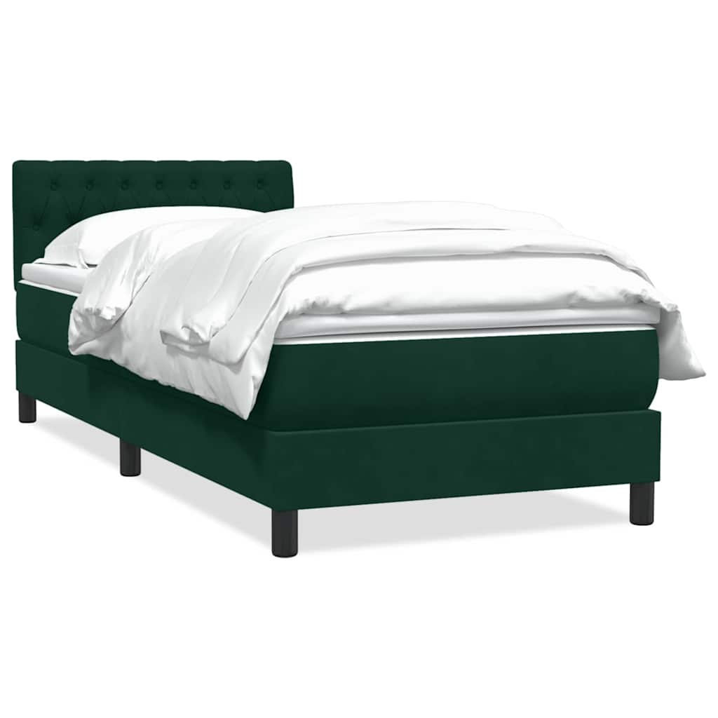 vidaXL Boxspringbett mit Matratze Dunkelgrün 90x220 cm Samt