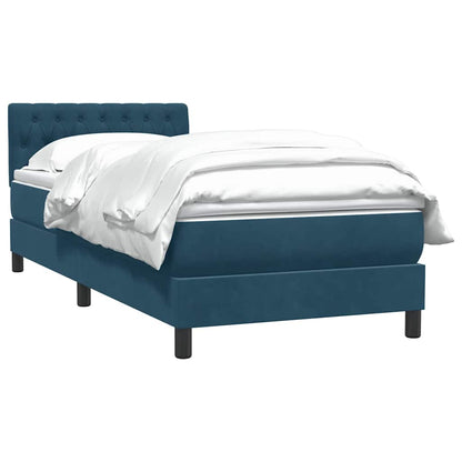 vidaXL Boxspringbett mit Matratze Dunkelblau 90x220 cm Samt