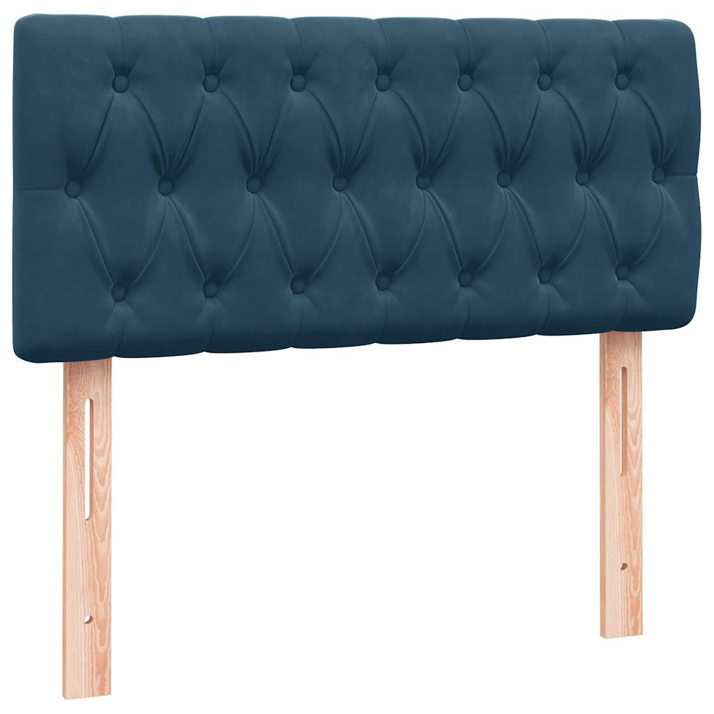 vidaXL Boxspringbett mit Matratze Dunkelblau 90x220 cm Samt
