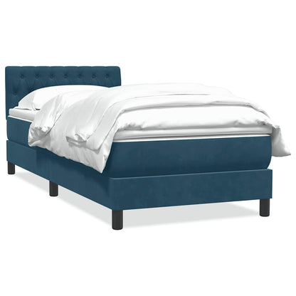 vidaXL Boxspringbett mit Matratze Dunkelblau 90x220 cm Samt