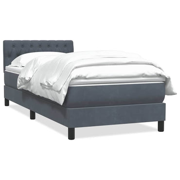 vidaXL Boxspringbett mit Matratze Dunkelgrau 100x220 cm Samt