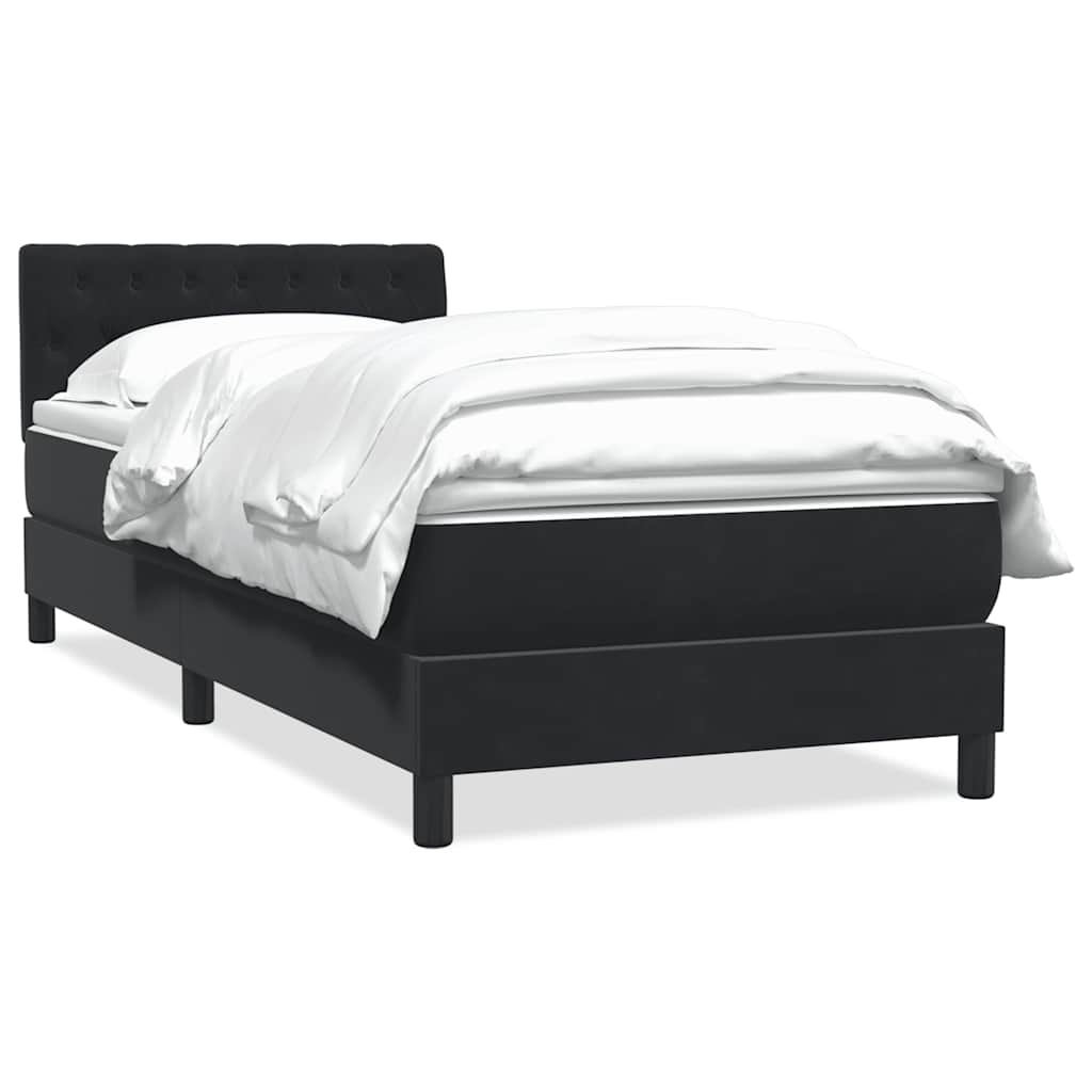vidaXL Boxspringbett mit Matratze Schwarz 100x220 cm Samt