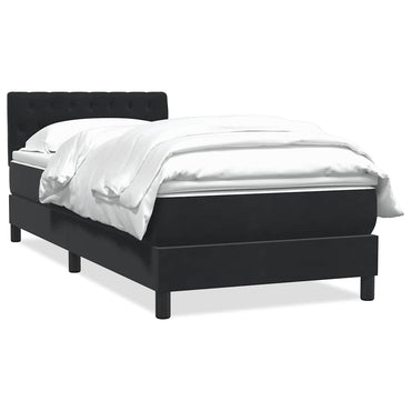vidaXL Boxspringbett mit Matratze Schwarz 100x220 cm Samt