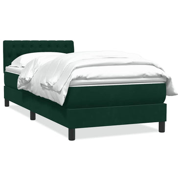 vidaXL Boxspringbett mit Matratze Dunkelgrün 100x220 cm Samt