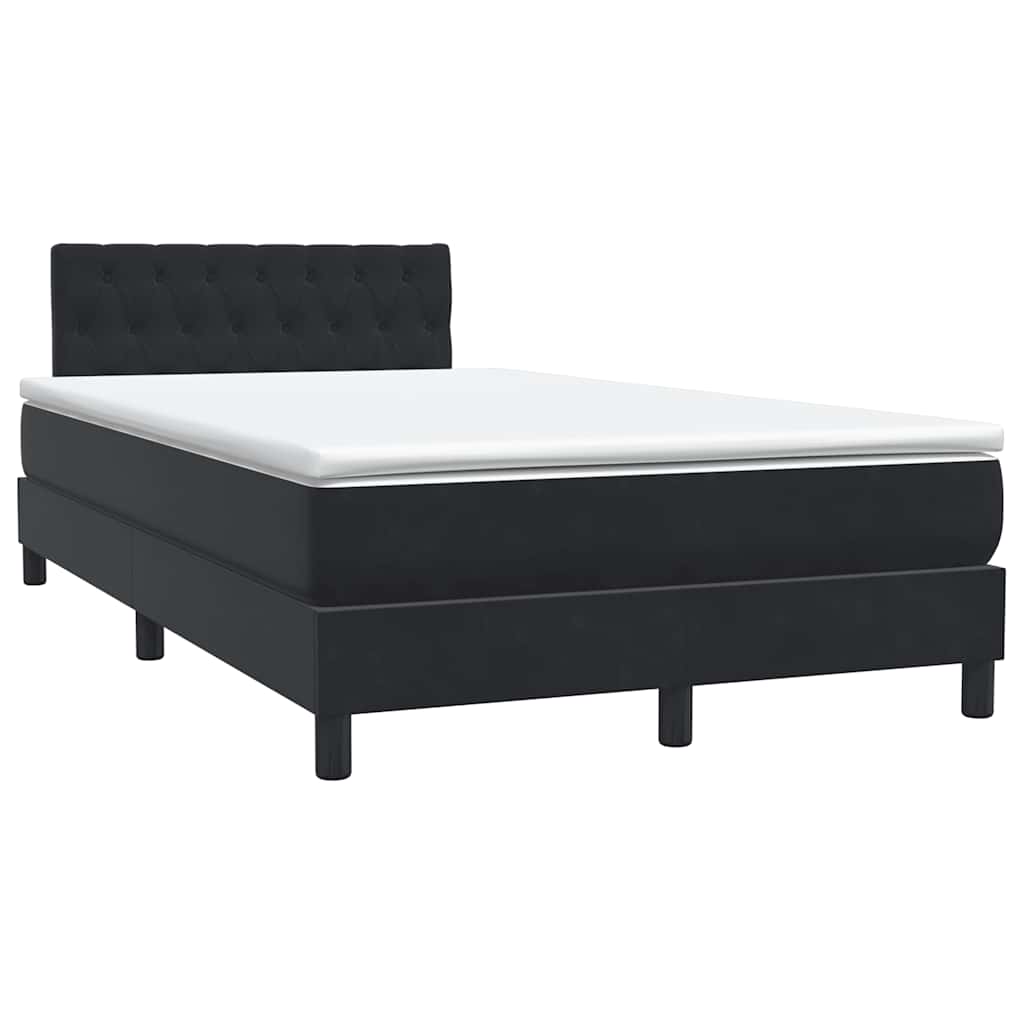 vidaXL Boxspringbett mit Matratze Schwarz 120x220 cm Samt