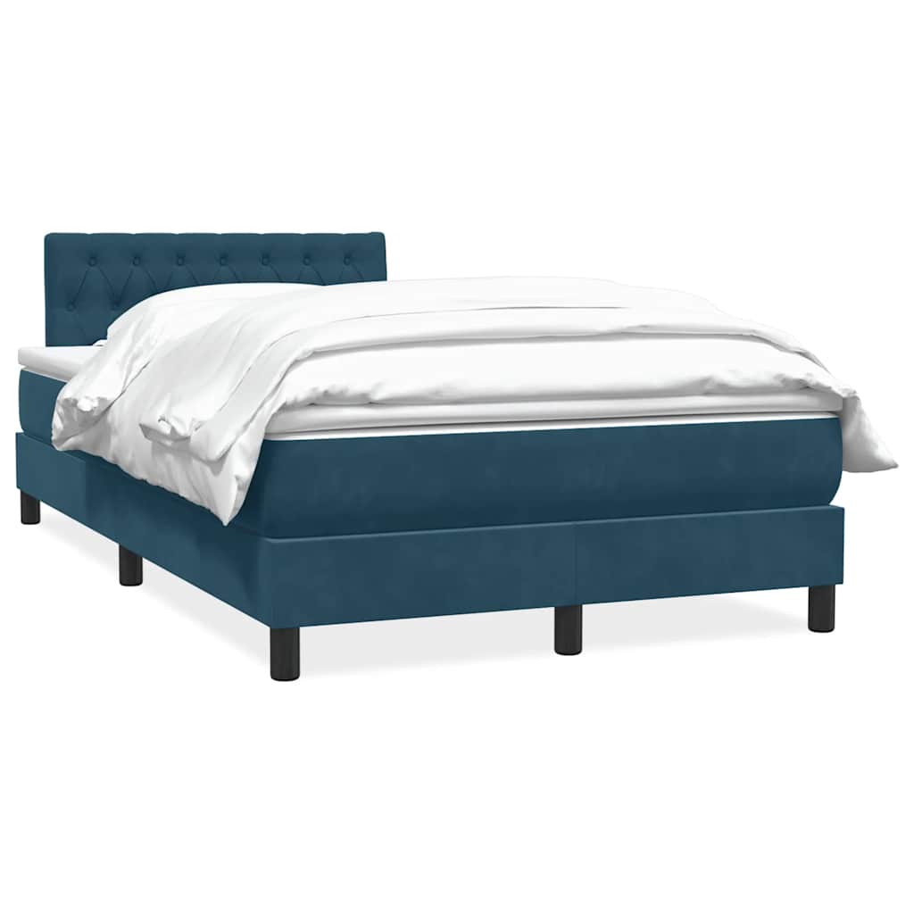 vidaXL Boxspringbett mit Matratze Dunkelblau 120x220 cm Samt