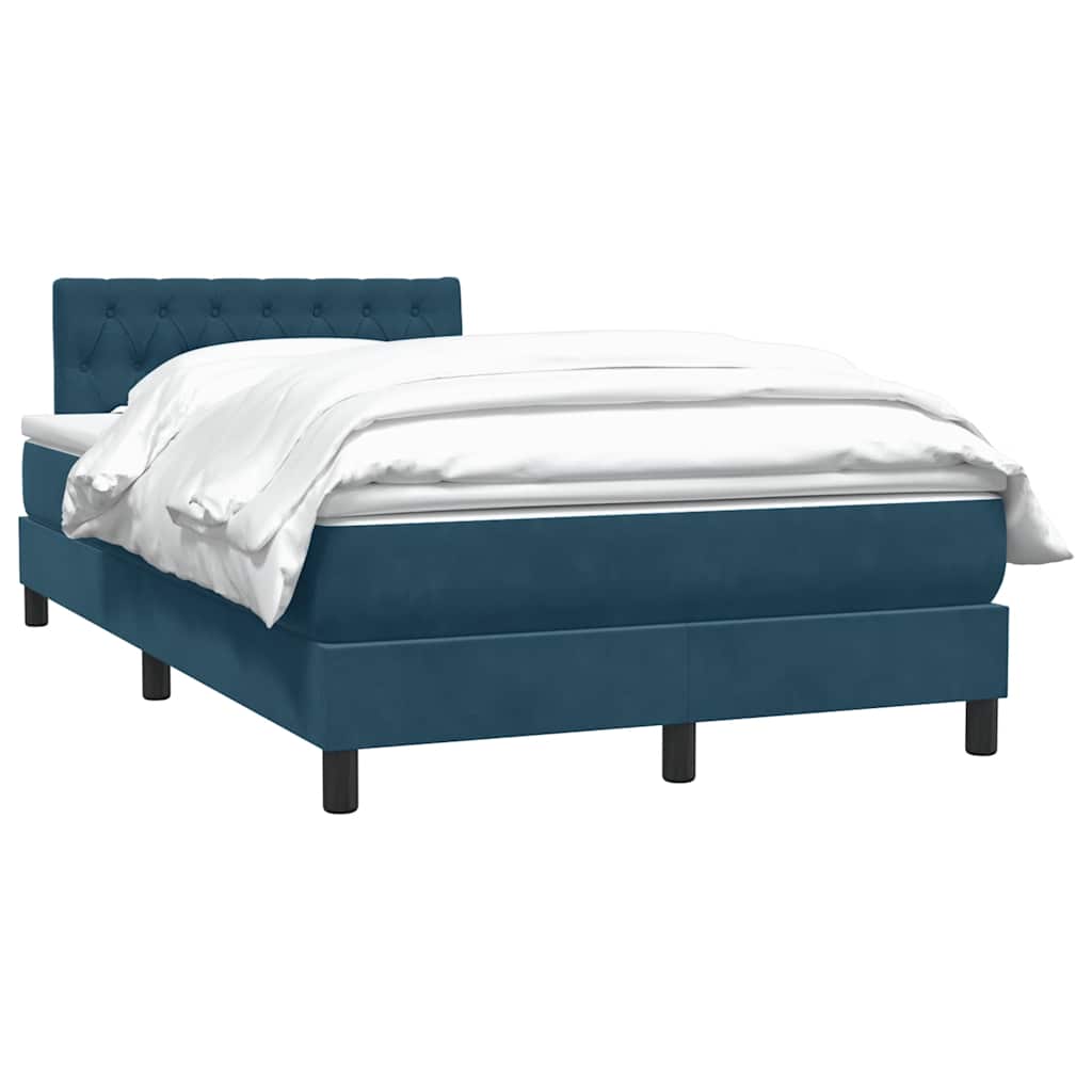 vidaXL Boxspringbett mit Matratze Dunkelblau 120x220 cm Samt