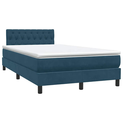 vidaXL Boxspringbett mit Matratze Dunkelblau 120x220 cm Samt
