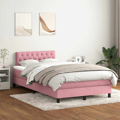 vidaXL Boxspringbett mit Matratze Rosa 120x220 cm Samt