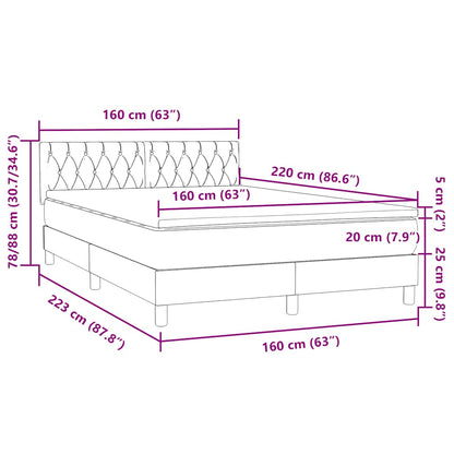 vidaXL Boxspringbett mit Matratze Schwarz 160x220 cm Samt