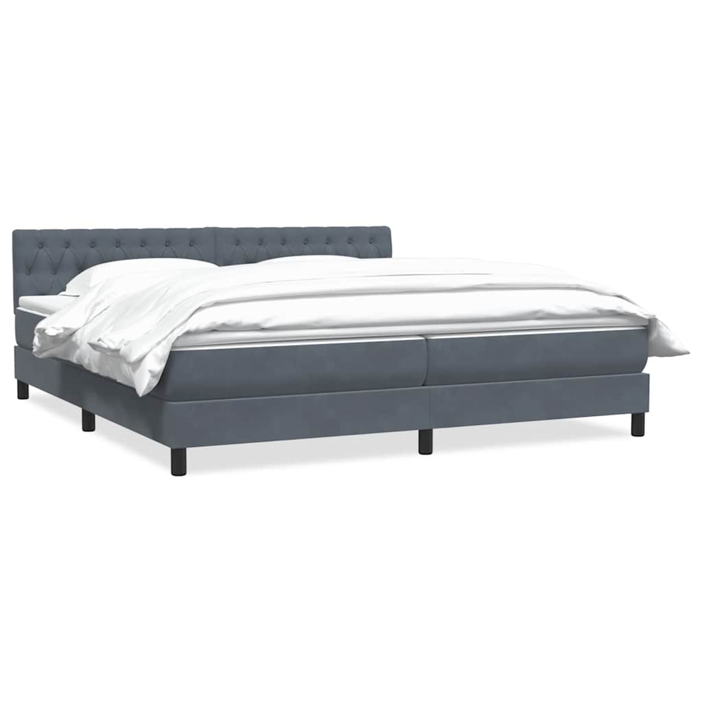 vidaXL Lit coffre avec matelas Gris foncé 180x220 cm Velours