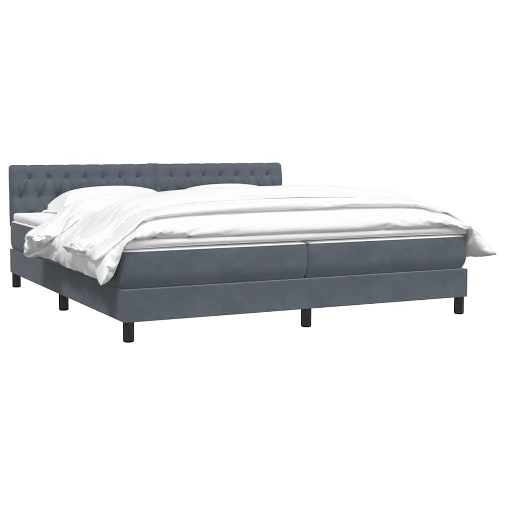 vidaXL Lit coffre avec matelas Gris foncé 180x220 cm Velours