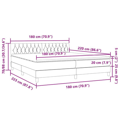 vidaXL Lit coffre avec matelas Gris foncé 180x220 cm Velours