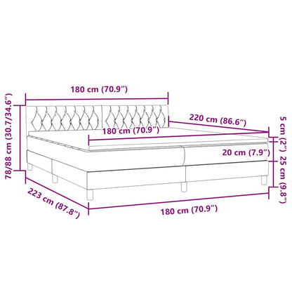 vidaXL Lit continental avec matelas Noir 180x220 cm Velours