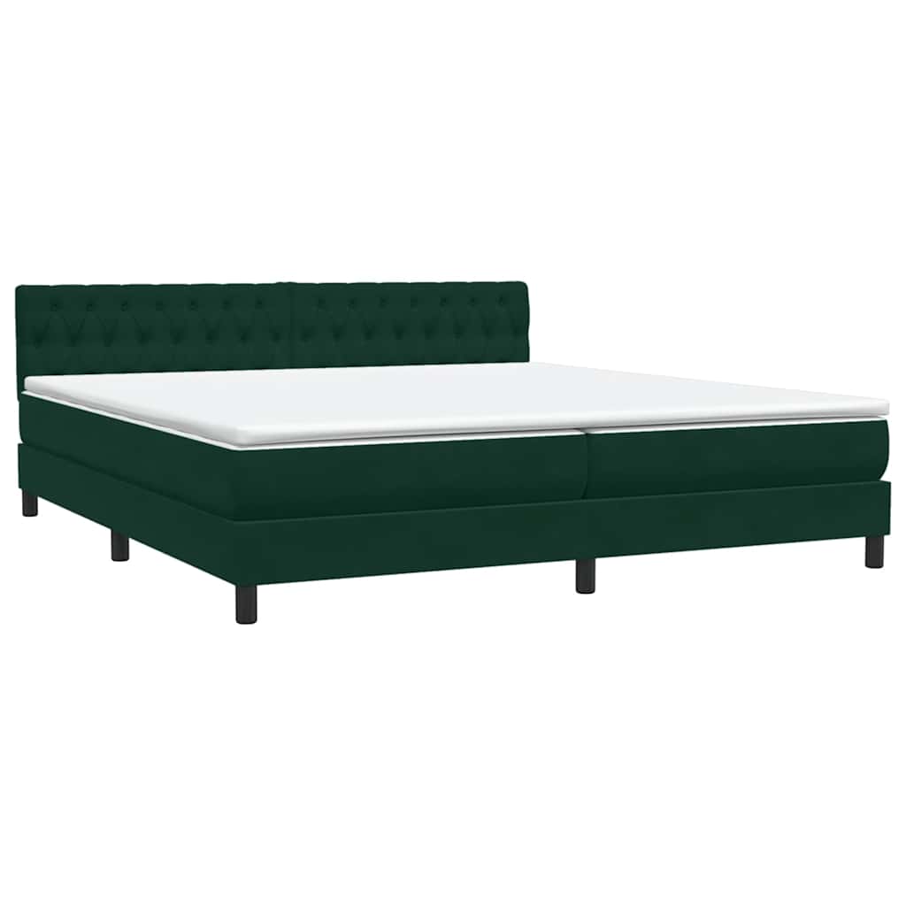 vidaXL Boxspringbett mit Matratze Dunkelgrün 180x220 cm Samt
