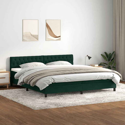 vidaXL Boxspringbett mit Matratze Dunkelgrün 180x220 cm Samt