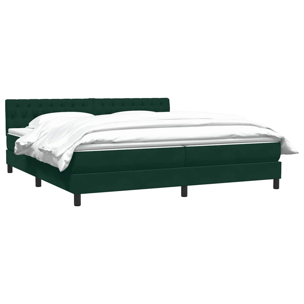 vidaXL Boxspringbett mit Matratze Dunkelgrün 200x220 cm Samt