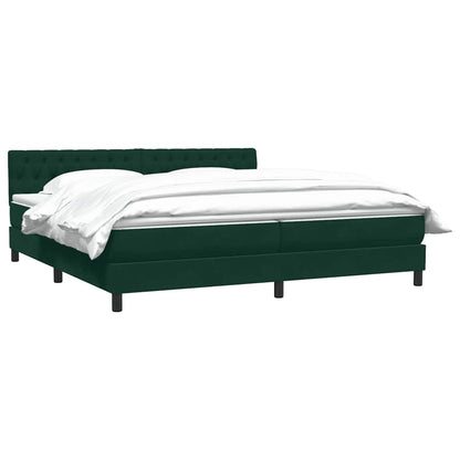 vidaXL Boxspringbett mit Matratze Dunkelgrün 200x220 cm Samt