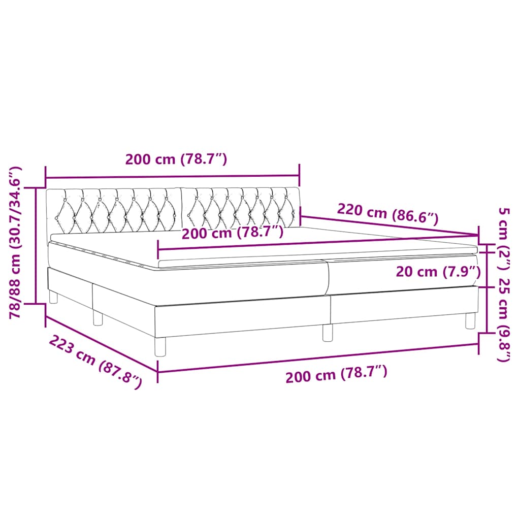 vidaXL Boxspringbett mit Matratze Dunkelgrün 200x220 cm Samt