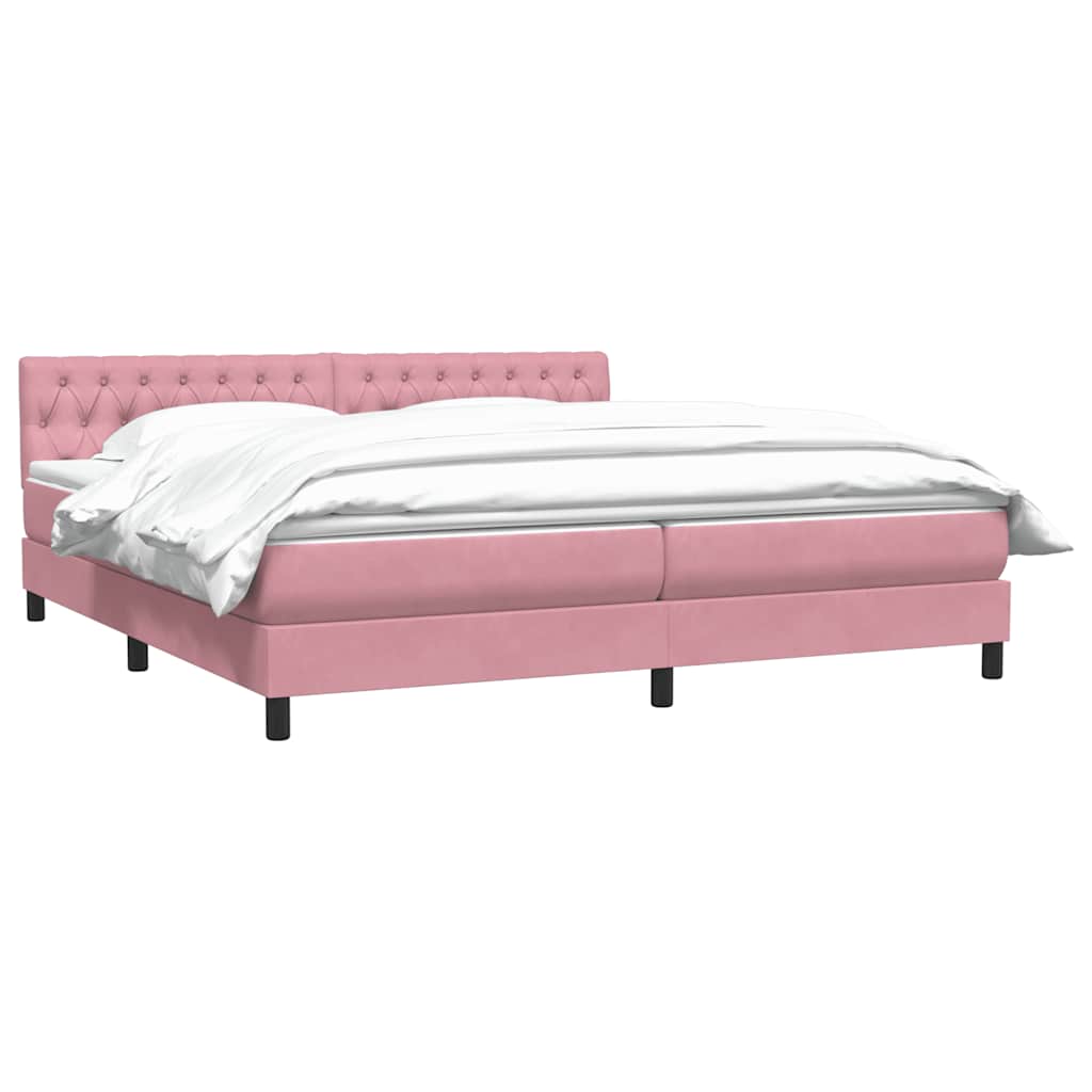 vidaXL Boxspringbett mit Matratze Rosa 200x220 cm Samt