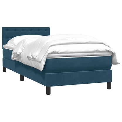 vidaXL Boxspringbett mit Matratze Dunkelblau 80x210 cm Samt