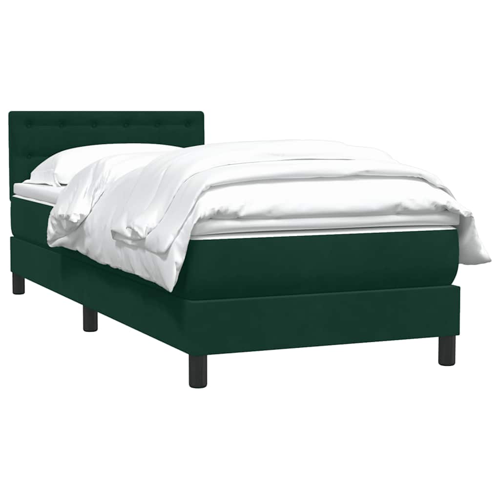 vidaXL Lit coffre avec matelas Vert foncé 90x210 cm Velours