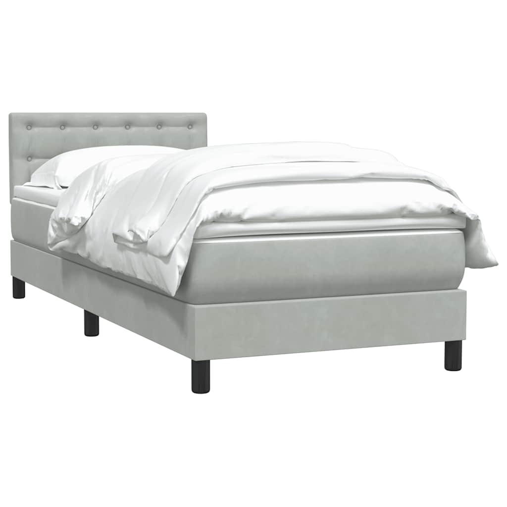 vidaXL Boxspringbett mit Matratze Hellgrau 100x210 cm Samt
