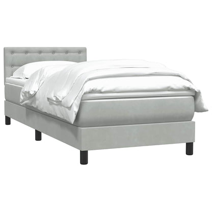 vidaXL Boxspringbett mit Matratze Hellgrau 100x210 cm Samt