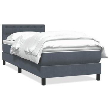 vidaXL Boxspringbett mit Matratze Dunkelgrau 100x210 cm Samt