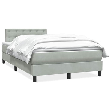 vidaXL Boxspringbett mit Matratze Hellgrau 120x210 cm Samt