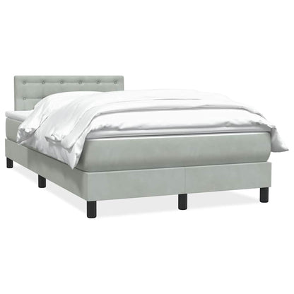 vidaXL Boxspringbett mit Matratze Hellgrau 120x210 cm Samt